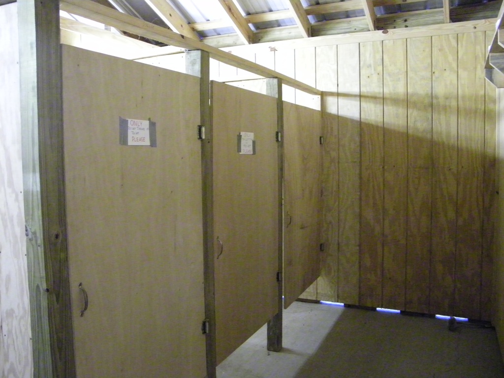 Stalls from lakeside restroom building